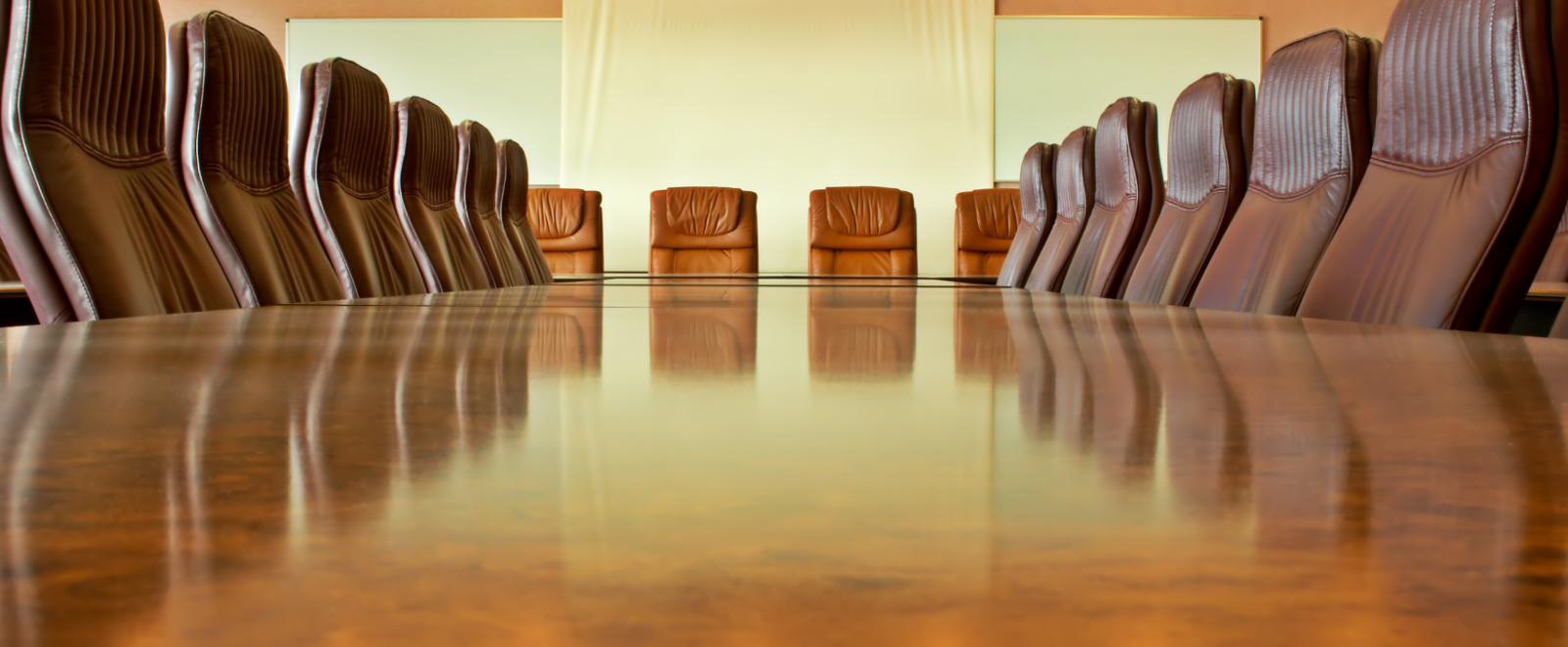 Empty boardroom table.