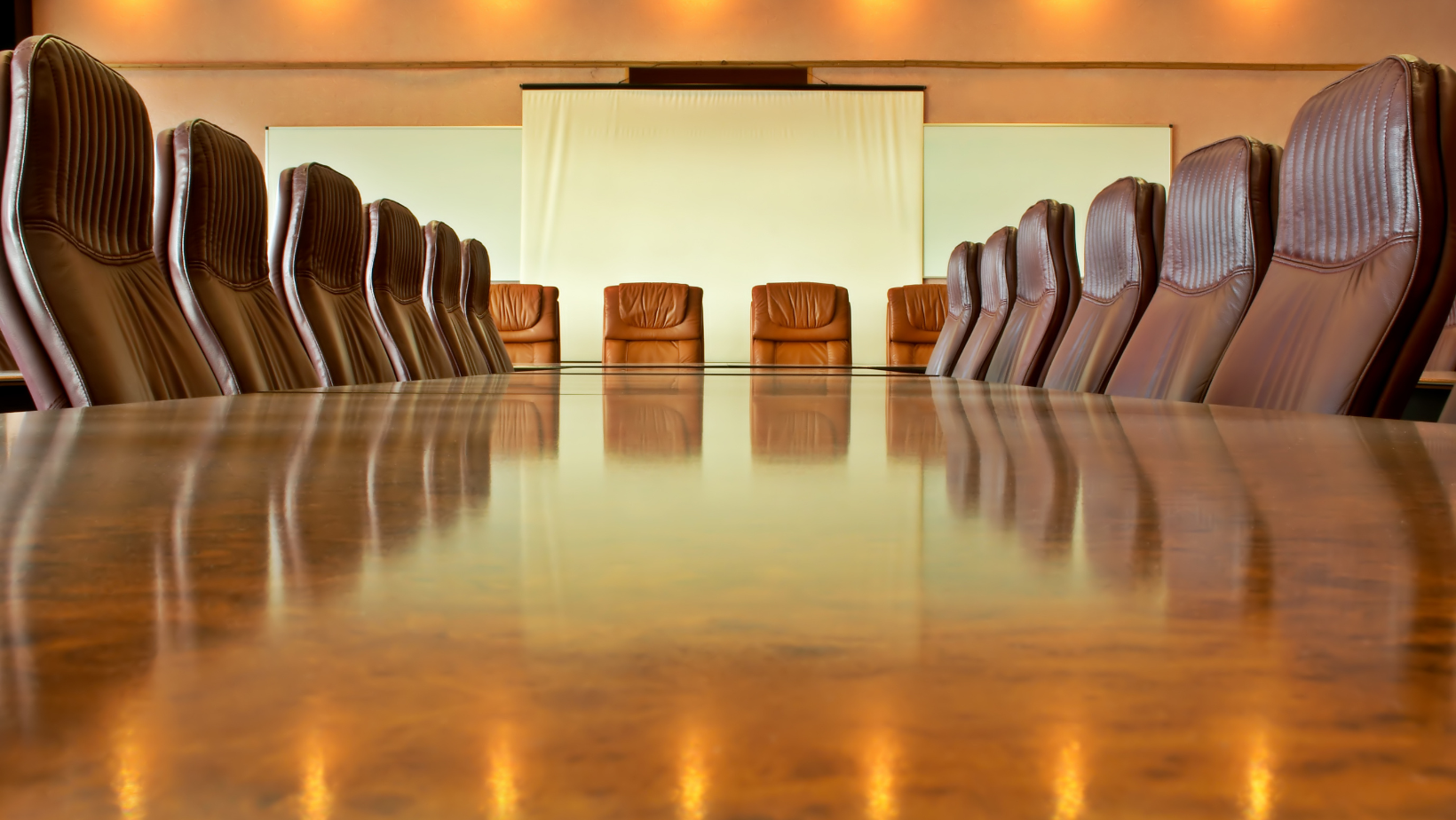 Empty boardroom table.