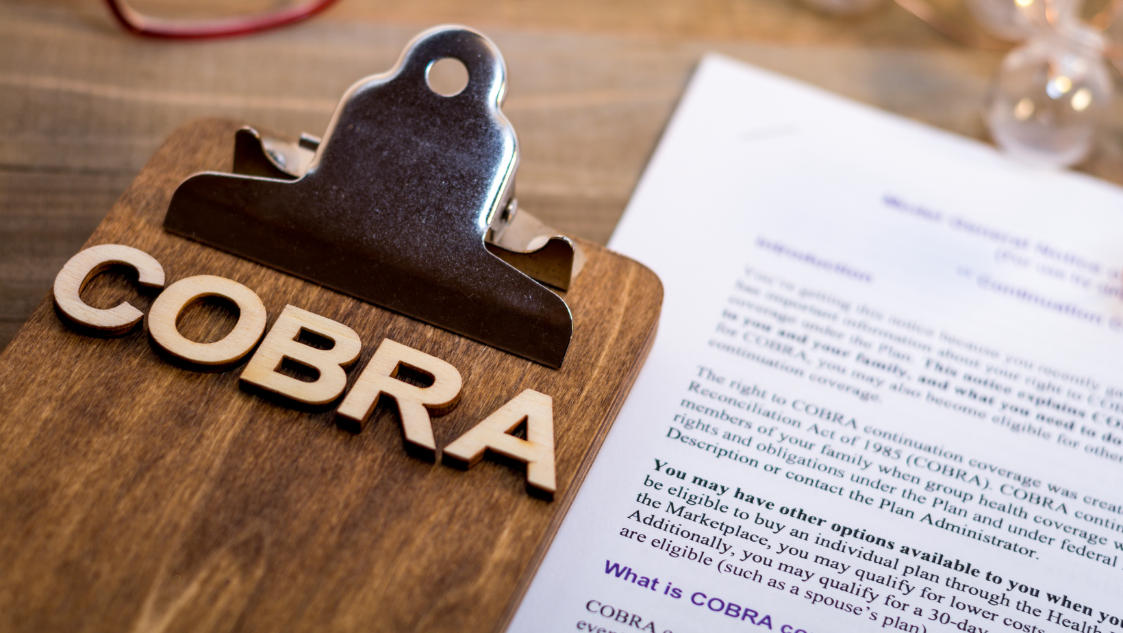 Clipboard that says "COBRA"